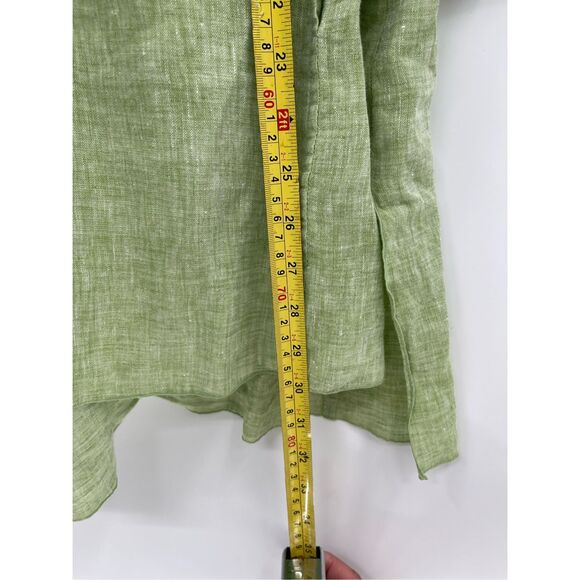 Lafayette 148 Linen Tunic Top Shirt Button Down Women 6‎ Green Collar Oversized - Picture 6 of 12